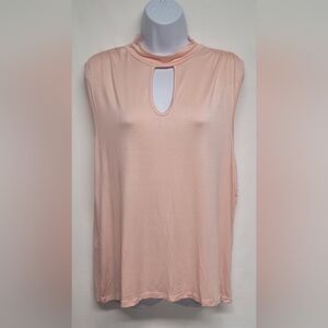 Jennifer Lopez XL Top Keyhole Sleeveless Slinky Stretch Knit Mock Neck